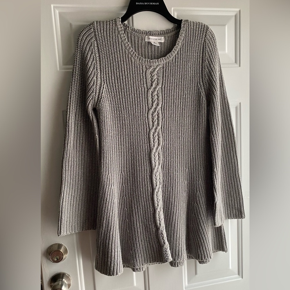 Skye's the Limit Light Gray and silver Sweater Dress